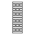 Brick Pillar Blocks in stack Jenga game for home adult and kids leisure Board games Wooden block icon outline black color vector Royalty Free Stock Photo