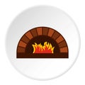 Brick pizza oven with fire icon circle Royalty Free Stock Photo