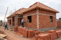 Brick residential house under construction Royalty Free Stock Photo