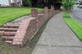 Brick retaining wall in neighborhood