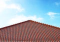 Brick roof with blue sky Royalty Free Stock Photo