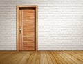 Brick room with modern door Royalty Free Stock Photo