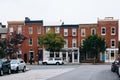 Brick row houses on Light Street, in Federal Hill, Baltimore, Maryland