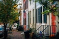 Brick row houses in Old Town, Alexandria, Virginia