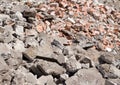 Brick rubble derbis on construction site