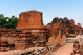 Brick ruins of Wat Phra Sri Sanphet in the Royal Palace Ayutthaya, Thailand. Royalty Free Stock Photo
