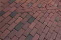 Brick sidewalk pattern background texture, running bond with oblique line Royalty Free Stock Photo