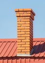 Brick smokestack on background sky Royalty Free Stock Photo