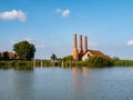 Brick smokestacks of Zuiderzee museum in Enkhuizen, Noord-Holland, Netherlands