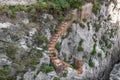 Dilapidated brick staircase among the stones Royalty Free Stock Photo