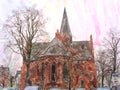 Brick stone church in Baltic sea town Warnemunde in Germany