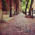 Brick and Stone Street in Boston, Massachusetts, USA Royalty Free Stock Photo