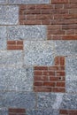 Brick And Stone Wall Pattern With Red Brick And Gray Granite Blocks For Exterior Backgrounds Royalty Free Stock Photo