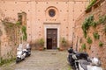 Brick and stone walled small church and street view from the historical Italian city of Siena, Italy Royalty Free Stock Photo