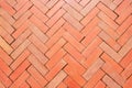 Brick surface red block paving on a sidewalk for design decoration interior and exterior. Royalty Free Stock Photo