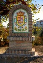 Colourful tiled sign, welcoming you to the Spanish village of Sedella. Royalty Free Stock Photo
