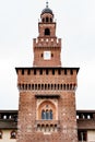 Brick tower of Castello Sforzesco. Milan, Italy Royalty Free Stock Photo