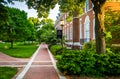 Brick walkway and building at John Hopkins University, Baltimore