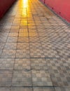 A brick walkway with a checkered pattern Royalty Free Stock Photo