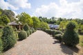 Brick walkway in the garden