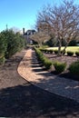 Brick walkway leading to a historical mansion Royalty Free Stock Photo