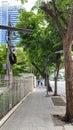 Brick walkways or sidewalks with remote view Long paved brick sidewalk