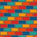 Brick wall abstract background. Bright colors seamless pattern with classic geometric ornament. Bricks motif. Royalty Free Stock Photo