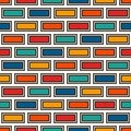 Brick wall abstract background. Bright colors seamless pattern with classic geometric ornament. Bricks motif.