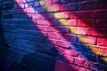 Rainbow Painted on Brick Wall. Generative AI