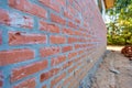 Brick wall background on new home construction, with negative space for copy text Royalty Free Stock Photo