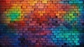 Brick wall background, prismatic colorful grunge texture or pattern for design. Generative ai