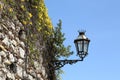 Brick wall background texture and lamp