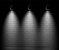 Brick wall background with three light spot. Royalty Free Stock Photo