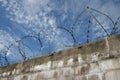 Brick wall with barbed wire