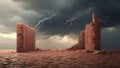 A brick wall being built and reinforced with each passing storm, symbolizing the mental toughness to withstand Royalty Free Stock Photo