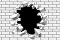 Brick wall break vector background. Destroyed barrier for business and achieve goals illustrations