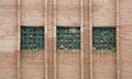 Brick wall with broken Windows made of glass blocks Royalty Free Stock Photo