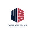 brick wall building exterior logo design vector, best for real estate, construction,apartment, business logo inspirations Royalty Free Stock Photo