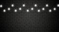 Brick wall with bulb lights lamp. nice brick show room . Royalty Free Stock Photo