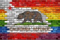 Brick Wall California and Gay flags