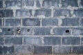 Brick wall with cement mortar. White mortar brick block wall surface texture background. old wall dirty Royalty Free Stock Photo