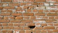 Brick wall close-up. Brick laying on cement mortar