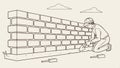 Brick wall construction, building and masonry vector design Generative AI Royalty Free Stock Photo