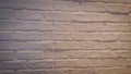 The brick wall is covered with a layer of white paint in light yellow lighting Royalty Free Stock Photo