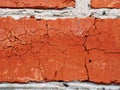 Brick in the wall with cracks close-up