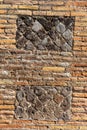 brick wall with diagonal stacking in buildings in the archaeological park of pompeii