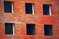 brick wall with empty windows Royalty Free Stock Photo