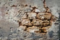 Brick wall wall with fallen off plaster Royalty Free Stock Photo
