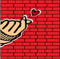 brick wall with finger heart Royalty Free Stock Photo