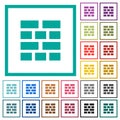 Brick wall flat color icons with quadrant frames Royalty Free Stock Photo